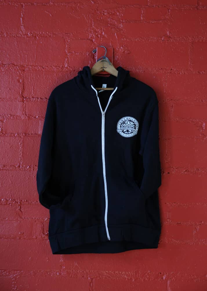 CAIN'S 100 YEAR ZIP HOODIE- BLACK + WHITE